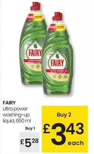 Oferta de Fairy - Ultra Power Washing-Up Liquid por 5,28€ en Eroski