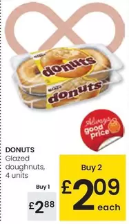 Oferta de Donuts - Glazed Doughnuts 4 Units por 2,88€ en Eroski