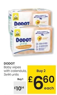 Oferta de Dodot - Baby Wipes With Calendula por 10,14€ en Eroski