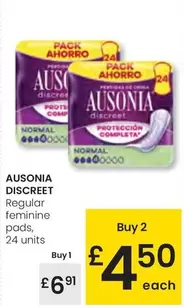 Oferta de Ausonia Discreet - Regular Feminine Pads por 6,91€ en Eroski