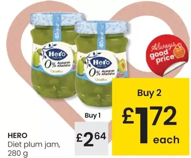 Oferta de Hero - Diet Plum Jam por 2,64€ en Eroski