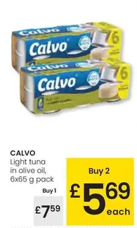 Oferta de Calvo - Light Tuna In Olive Oil por 7,59€ en Eroski