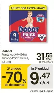 Oferta de Dodot - Pants Activity Extra Jumbo Pack Talla 4 por 31,55€ en Eroski