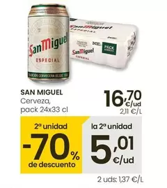 Oferta de San Miguel - Cerveza por 16,7€ en Eroski