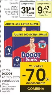 Oferta de Dodot - Pants Activity Extra Jumbo por 31,55€ en Eroski