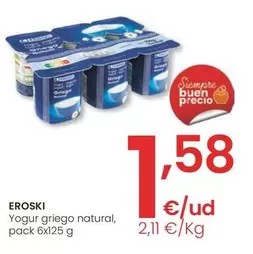 Oferta de Eroski - Yogur Griego Natural por 1,58€ en Eroski