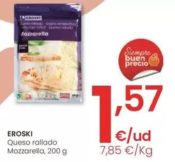 Oferta de Eroski - Queso Rallado Mozzarella por 1,57€ en Eroski