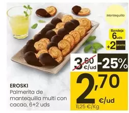 Oferta de Eroski - Palmerita De Mantequilla Multi Con Cacao por 2,7€ en Eroski