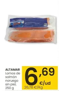 Oferta de Altamar - Lomos De Salmón Noruego Sin Piel por 6,69€ en Eroski