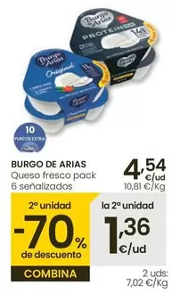 Oferta de Burgo De Arias - Queso Fresco Pack  por 4,54€ en Eroski