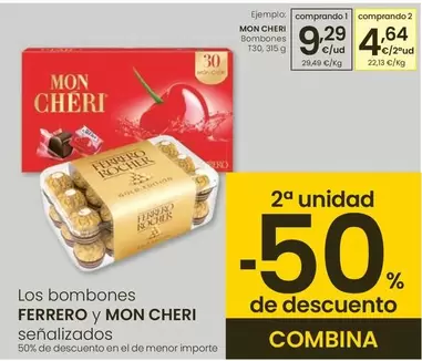 Oferta de Ferrero/Mon Cheri - Bombones por 9,29€ en Eroski