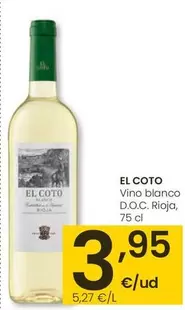 Oferta de El Coto - Vino Blanco D.O.C. Rioja por 3,95€ en Eroski