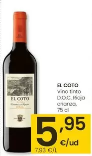 Oferta de El Coto - Vino Tinto D.O.C. Rioja Crianza por 5,95€ en Eroski