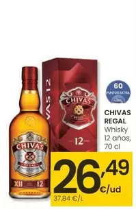 Oferta de Chivas Regal - Whisky 12 Años por 26,49€ en Eroski