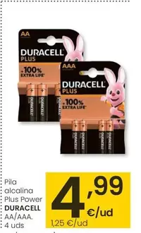 Oferta de Duracell - Pila Alcalina Plus Power  por 4,99€ en Eroski