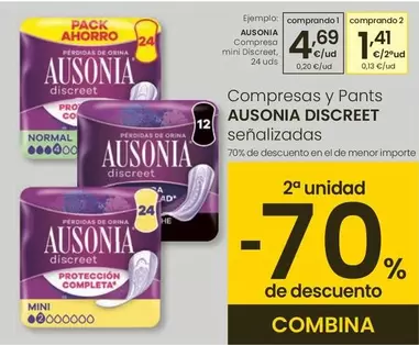 Oferta de Ausonia - Discreet Compresas Y Pants  por 4,69€ en Eroski