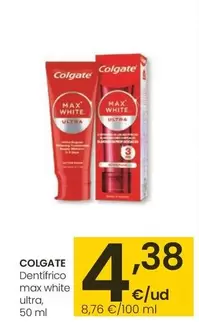 Oferta de Colgate - Dentifrico Max White Ultra por 4,38€ en Eroski