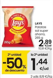 Oferta de Lay's - Patatas Sal Super Ahorro por 2,89€ en Eroski