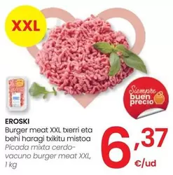 Oferta de Eroski - Picada Mixta Cerdo-Vacuno Burger Meat XXL por 6,37€ en Eroski