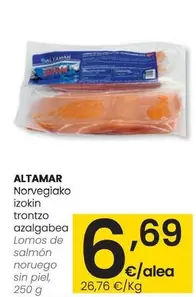 Oferta de Altamar - Lomos De Salmon Noruego Sin Piel por 6,69€ en Eroski