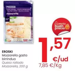 Oferta de Eroski - Queso Rallado Mozzarella por 1,57€ en Eroski