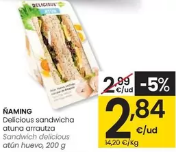 Oferta de Naming - Sandwich Delicious Atun Huevo por 2,84€ en Eroski