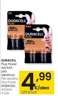 Oferta de Duracell - Pila Alcalina Plus Power AA/AAA por 4,99€ en Eroski