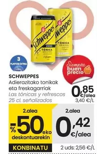 Oferta de Schweppes - Las Tónicas Y Refrescos por 0,85€ en Eroski