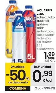 Oferta de Aquarius Zero - Las Bebidas Isotónicas Sin Azúcar por 1,99€ en Eroski