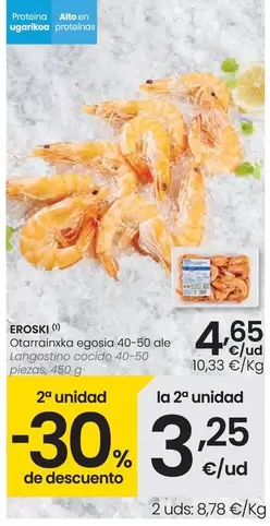 Oferta de Eroski - Langostino Cocido 40-50 Piezas por 4,65€ en Eroski