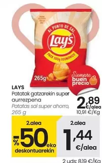 Oferta de Lay's - Patatas Sal Super Ahorro por 2,89€ en Eroski