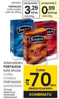 Oferta de Fortaleza - Café Molido Natural por 3,29€ en Eroski