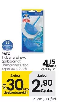 Oferta de Pato - Limpiadores Bloc Agua Azul por 4,15€ en Eroski