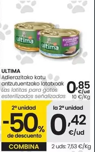 Oferta de Ultima - Las Latitas Para Gatos Esterilizados Señalizadas por 0,85€ en Eroski