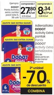 Oferta de Dodot - Pants Activity Extra Jumbo Pack Talla 5 por 27,8€ en Eroski