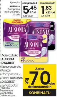 Oferta de Ausonia - Compresa Mini Discreet por 5,45€ en Eroski