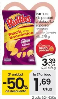 Oferta de Ruffles - Patatas Sabor Jamón por 3,39€ en Eroski