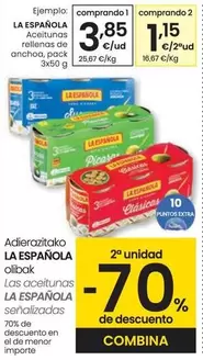 Oferta de La Española - Aceitunas Rellenas De Anchoa por 3,85€ en Eroski