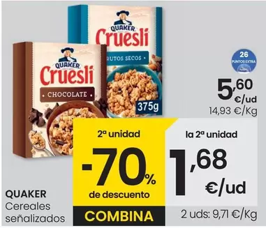 Oferta de Quaker - Cereales Senalizados por 5,6€ en Eroski