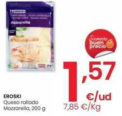 Oferta de Eroski - Queso Rallado Mozzarella por 1,57€ en Eroski