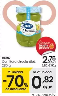 Oferta de Hero - Confitura Ciruela Diet por 2,75€ en Eroski