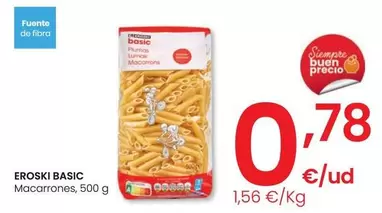 Oferta de Eroski Basic - Macarrones por 0,78€ en Eroski