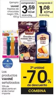 Oferta de Vahiné - Pepitas De Chocolate Negro 70% por 3,59€ en Eroski