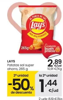 Oferta de Lay's - Patatas Sal Super Ahorro por 2,89€ en Eroski