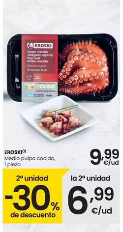 Oferta de Eroski - Medio Pulpo Cocido por 9,99€ en Eroski