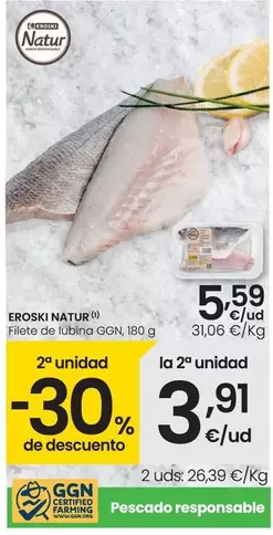 Oferta de Eroski Natur - Filetes De Lubina GGN por 5,59€ en Eroski