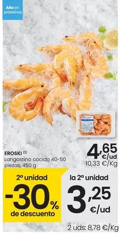 Oferta de Eroski - Langostino Cocido 40-50 Piezas por 4,65€ en Eroski