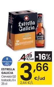 Oferta de Estrella Galicia - Cerveza 0,0 Tostada por 3,66€ en Eroski