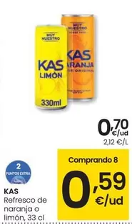 Oferta de Kas - Refresco De Naranja O Limón por 0,7€ en Eroski