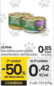 Oferta de Ultima - Las Latitas Para Gatos Esterilizados Señalizadas por 0,85€ en Eroski